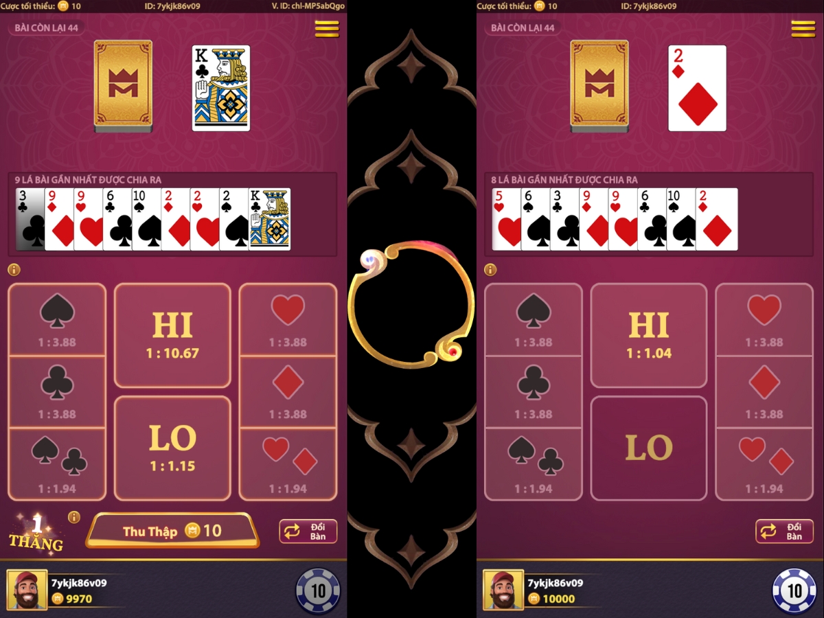 tham gia đặt cược game bài hilo